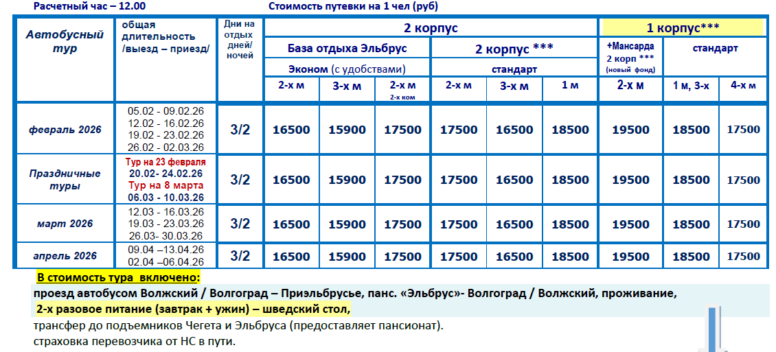 Пансионат «Эльбрус» *** цены