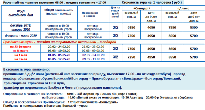 Пансионат «Вольфрам» цены